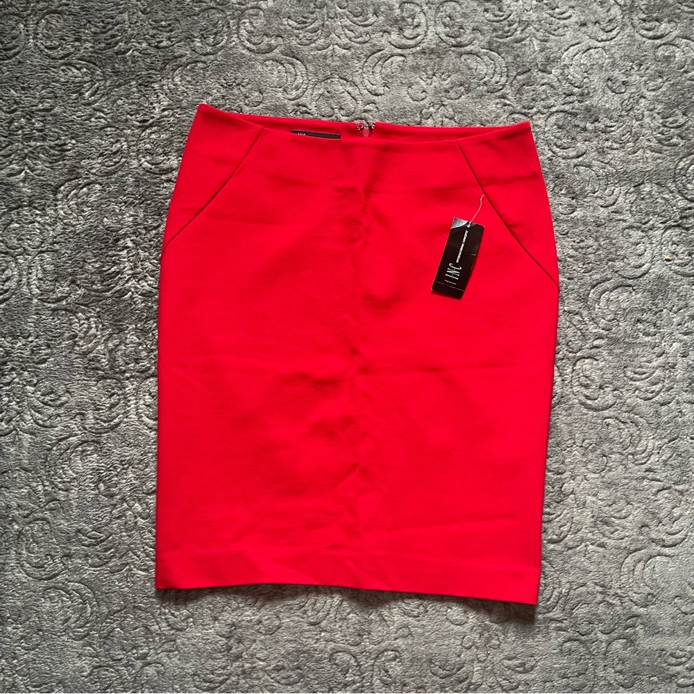 INC International Concepts Red Knee-Length Pencil Skirt